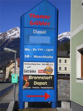 Preisanzeigetafel - Tankstelle Thomas Grübler